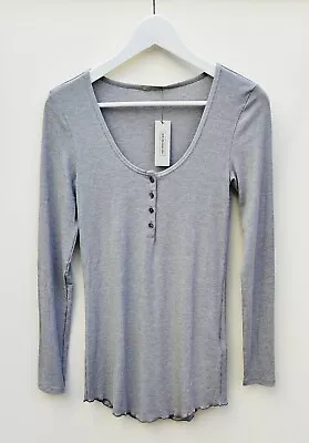 INTIMISSIMI Ribbed Long Sleeve Vest Grigio Melange UK Medium NWT • £10