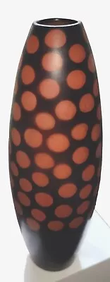 VTG Art Pottery Vase Brown Orange Dots Chulucanas PERU MCM Console Signed SOSA • $32.24