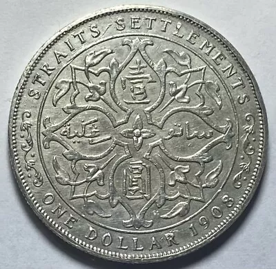 1908 Straits Settlement Silver Dollar Xf • $119.99