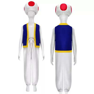 Kids Super Mario Bro 2 Toad Party Cosplay Costume Halloween Fancy Dress Outfits • $48.73