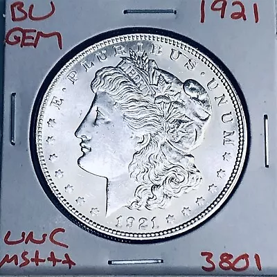 1921 Bu Gem Morgan Silver Dollar Unc Ms+++ U.s. Mint Rare Coin 3801 • $36