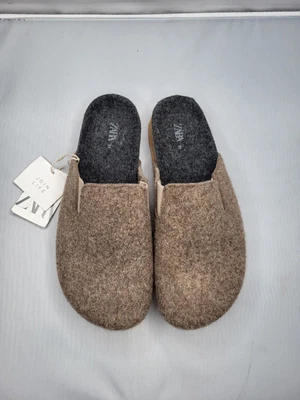 $25.13 • Buy ZARA Home BROWN Man High Quality Felt Mule Style House Slippers SIZE USA 6 EU 39