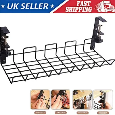 Under Desk Cable Management No Drill Surface Mounted Cable Tray Basket For Desk • £9.45