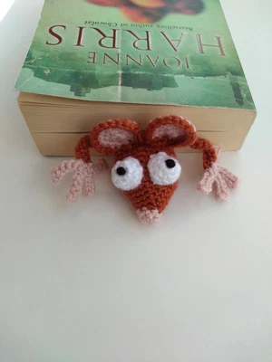 £6.95 • Buy Handmade Crochet Bookmark. Squashed Rat Animal. Bookworm Gift.