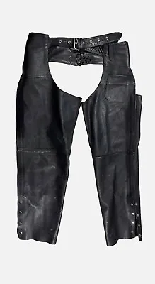 River Road Adult XXXL Biker Black Perforated Leather Riding Motorcycle Chaps • $35