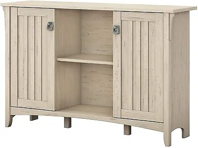 Rustic Ivory Cream Wooden Buffet Console Storage Cabinet China Server Door Curio • $235.90