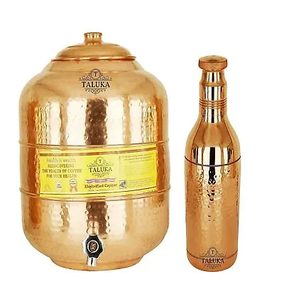 Copper Water Dispenser Pot Tank 6 Liter 1 Hammer Water Bottle 1.7 Liter Storage • $127.27