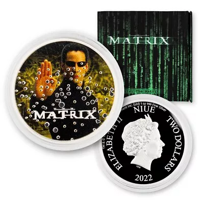 2022 Warner Bros. The Matrix - 1oz Silver - $2 Niue In OGP • $92.50