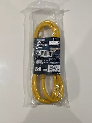 Watt’s Wire Outdoor Lighted Extension Cord - 6ft- 15amp/3 Wire- Yellow-Brand New • $15