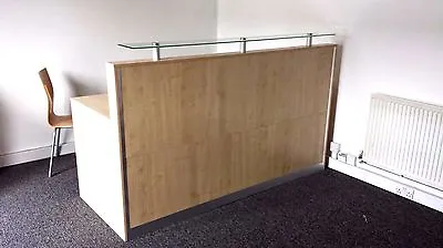 £699.99 • Buy Reception Desk Oak Office Glass On Top   Aluminium Plinth Quality Office  Desk
