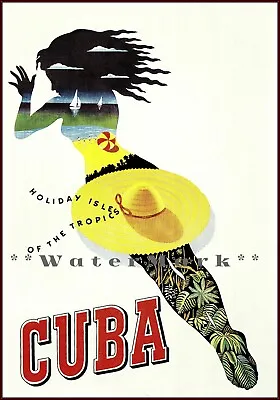 Cuba 1950 Holiday Isle Of The Tropics Vintage Poster Print Retro Style Travel • $21.58