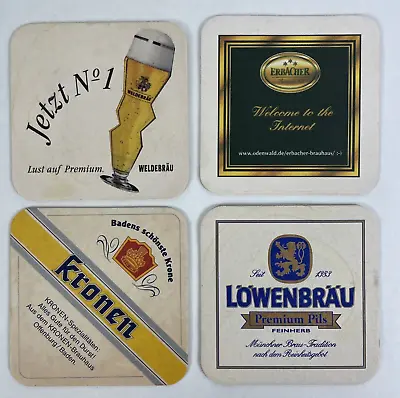 Vintage Lot Of 4 German Beer Coasters Kronen Lowenbrau Jetzt • $9.68