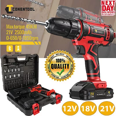 Cordless Drill Combi Driver Electric Screwdriver Set With 2 Battery And Charger • £20.49