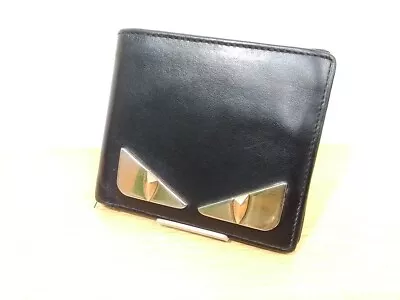 FENDI 05344737 Monster Bugs Eye Bi-fold Wallet 4.5×3.7 Inch Used From Japan • $289.91