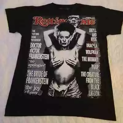 Frankenstein And Bride Of Frankenstein Classic Black T-Shirt Vtg Style • $19.99