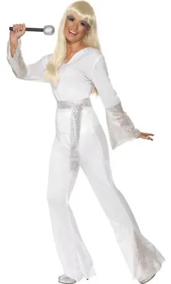 70’s Disco Lady Costume Adult 1970s Singer Dancing Queen Fancy Dress M L • £16.99