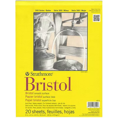 2 Pack Strathmore Bristol Smooth Paper Pad 9 X12 -20 Sheets 342900 • $67.17