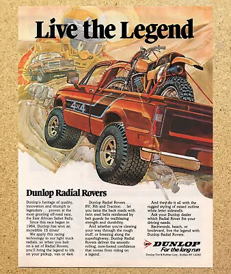 Dunlop Radial Rovers 4x4 Truck Dirt Motor Bike - Vtg Print Ads Ephemera Art 1983 • $12.99