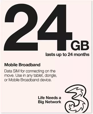 Pay As You Go Mobile Broadband 24 GB Data SIM • $65.99