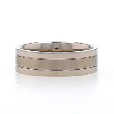 Titanium Brushed Stripe Men's Wedding Band - Comfort Fit Ring Size 10 1/2 • $29.99