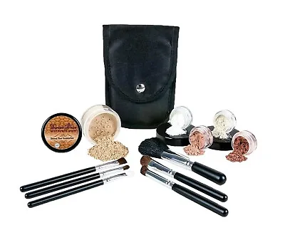 STARTER KIT W/BRUSH SET Mineral Makeup Bare Skin Matte Sheer Foundation Cover • $20.99