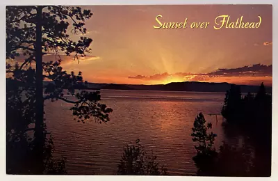 Sunset Over Flathead Lake Montana MT Vintage Chrome Postcard • $3.65