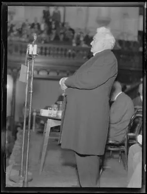 Archbishop Michael Kelly Speaking At A Microphone At Town Hall - 1930s Old Photo • $9