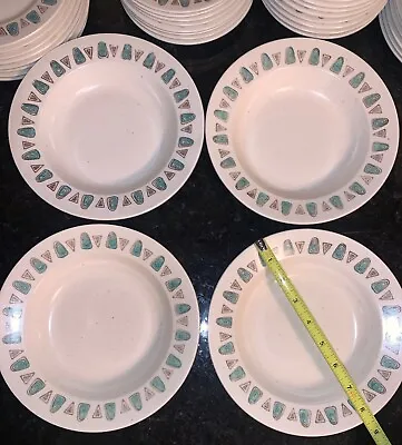 MCM Vintage Poppytrail Navajo Pattern Rimmed Bowls Soup Cereal  8 1/2” SET OF 4 • $40