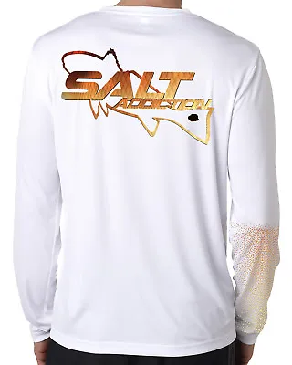 Salt Addiction Long Sleeve Microfiber Saltwater Fishing T Shirt Upf 50+ Redfish • $28.49