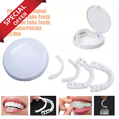 Snap On Upper＆ Bottom Set False Teeth Dental Veneers Denture Tooth Cover Smile • $3.99