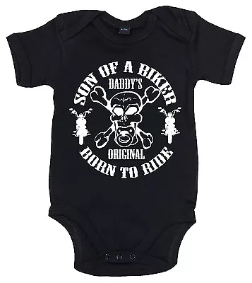 Baby Biker Bodysuit  Son Of A Biker  Motorcycle Sons Anarchy Funny Boy Motorbike • £10.95