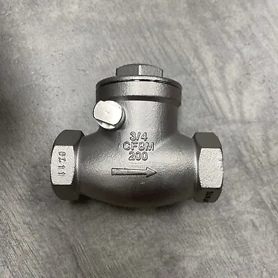 Horizontal Swing Check Valve 200 PSI 3/4  NPT CF8M • $13.99