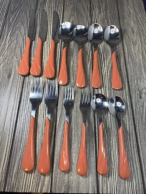 Fiesta Swirl Flatware 13 Piece Set In Orange Discontinued Pattern! • $40