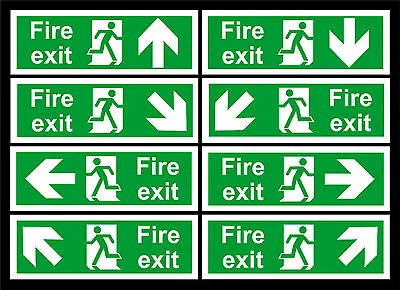 £1.99 • Buy FIRE EXIT DIRECTIONAL ARROW Signs Or Stickers 300mmx100mm Up Down Right Left 
