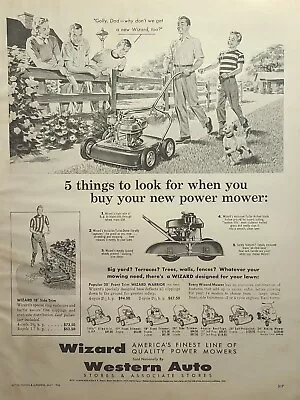 Western Auto Wizard Power Lawn Mower Vintage Print Ad 1956 • $16.77