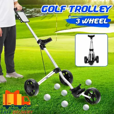 Golf Push Pull Cart With Cup Holder Foldable Golf Carts Trolley With Footbrake • $160.80