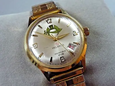 Vintage Men's Helbros Invincible 17 Jewel Wristwatch Masonic Shriners Logo Works • $125