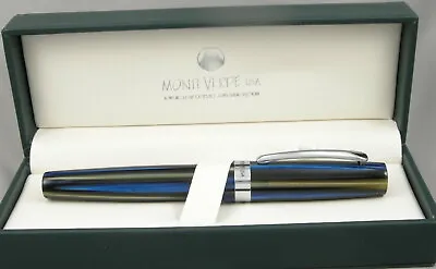 Monteverde Giant Sequoia Blue & Chrome Fountain Pen - Omniflex Nib - New • $42
