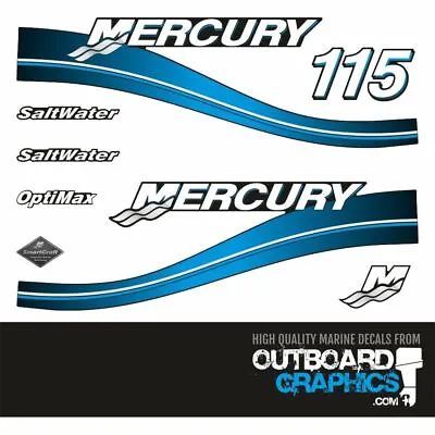 Mercury 115hp Saltwater Optimax 2stroke Outboard Engine Decal/sticker Kit (2004) • $50.95
