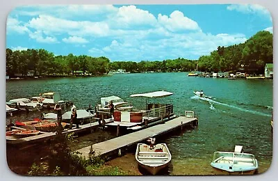Boat Dock On Gull Lake - Bay View Area Along M-89 Michigan 1965 Postcard • $7.41