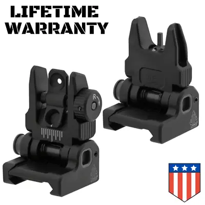 UTG Aluminum Front Rear BUIS Spring Pop Up Sights Picatinny Rail Mount  WARRANTY • $62.96