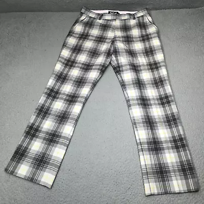 Ian Poulter Pants Men 34x30 Gray Tartan Stretch Golf Wool Blend IJP Design Prep • $39