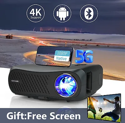 $694.99 • Buy 10000:1 Projector 4K Native 1080P 5G WIFI Smart Android BT Movie Daytime HDMI TV