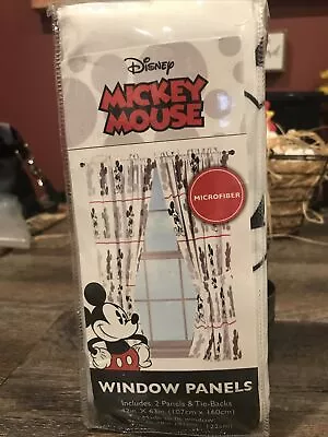 £21.58 • Buy White Window Curtain Panels Disney Mickey Mouse Jersey Drapes Set 42x63” New