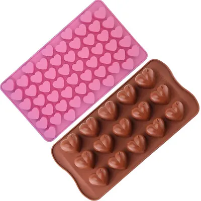 2pc Love Hearts Silicone Mould Chocolate Fondant Jelly Ice Cube Mold • £2.99