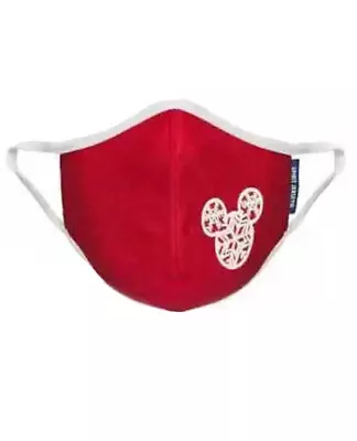 Disney Parks Adult Red Knit Holiday Mickey Mouse Icon Snowflake Face Mask Sz L • $17.10