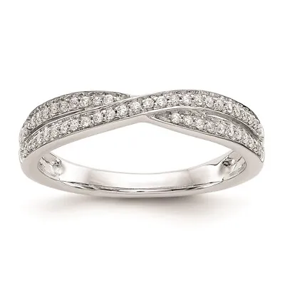 $1316.38 • Buy 14K White Gold Criss-Cross 1/5 Carat Diamond Wedding Band Ring For Womens