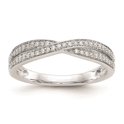 $1316.38 • Buy 14K White Gold Criss-Cross 1/5 Carat Diamond Wedding Band Ring For Womens