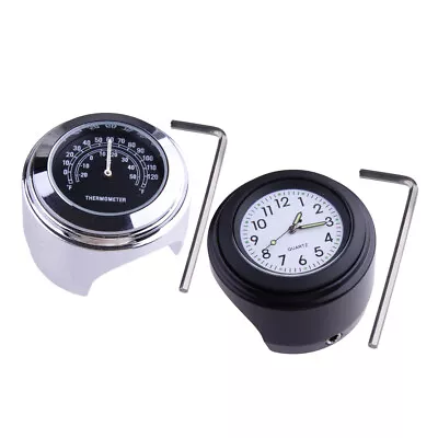 7/8  1  For Motorcycle Handlebar Dial Clock & Thermometer Temp Gauge Kit • $14.54