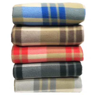 £8.97 • Buy Tartan Throw Checked Large Polar Fleece Warm Soft Blanket Sofa Bed Travel Car